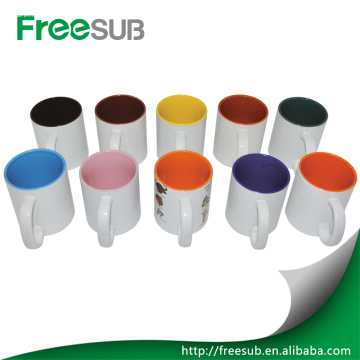 Fuente de la fábrica de SUNMETA tazas de color interior cerámica sublimación de 11 oz